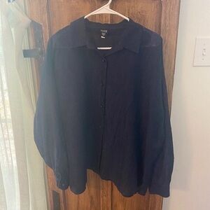 Eileen Fisher Deep Navy Textured Button-Front Shirt